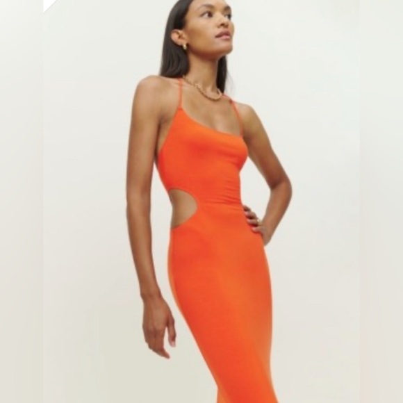 NWT Reformation Tati Knit Dress in Flame size large - Picture 2 of 3